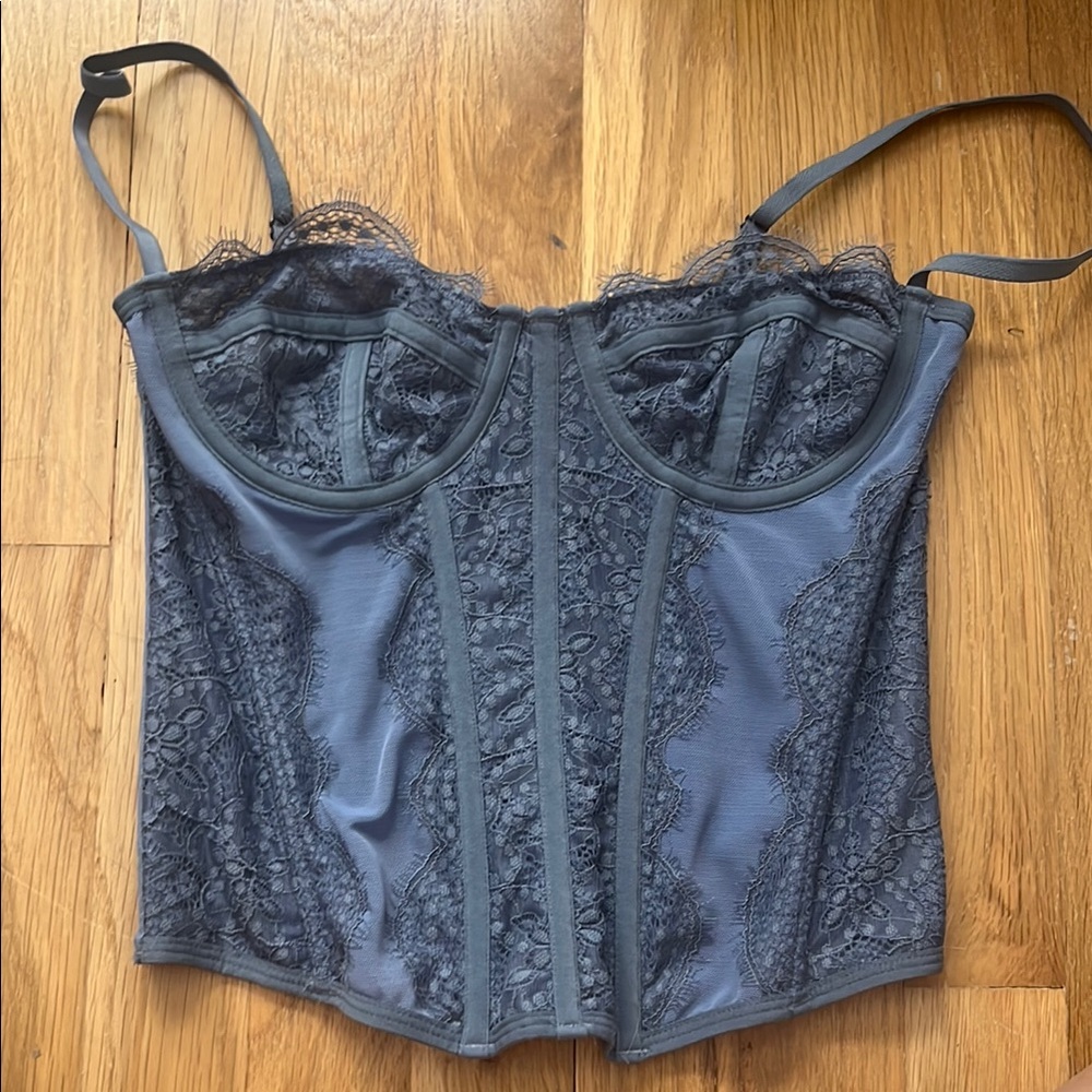 Urban Outfitters Gray Lace Crop Top Corset